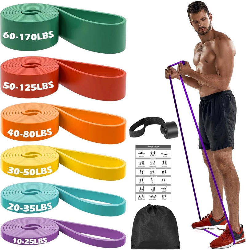 Zacro Resistance Bands, 6 Resistance Levels Pull Up Assistance Bands, Exercise Bands for Men&Women, Heavy Duty Resistance Band Set with Door Anchor, for Working Out, Muscle Training, Physical Therapy - Image 1